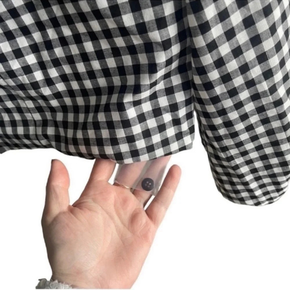 BCBGeneration Crop Top Ruffled Gingham Black White Blouse Top Shirt Sz S NWT $78 - Picture 7 of 13